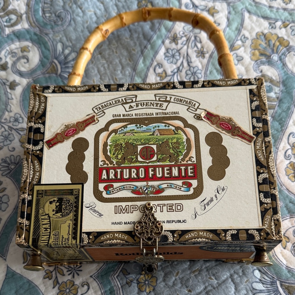 Arturo Fuente Cigar Box Handbag with Bamboo Handle